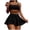 Black, variant on WREESH Womens Two Piece Swimsuit Swim Skirt Bikini Sets Solid Color Swimsuit Backless Split Swimsuit Beach Bathing Suit Yellow