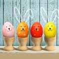 thumbnail image 2 of 10 piezas de hueveras de madera fiesta de Pascua de primavera sin pintar portahuevos de Pascua soporte de madera para huevos para niños DIY pintura artesanía suministros hogar cocina, 2 of 5