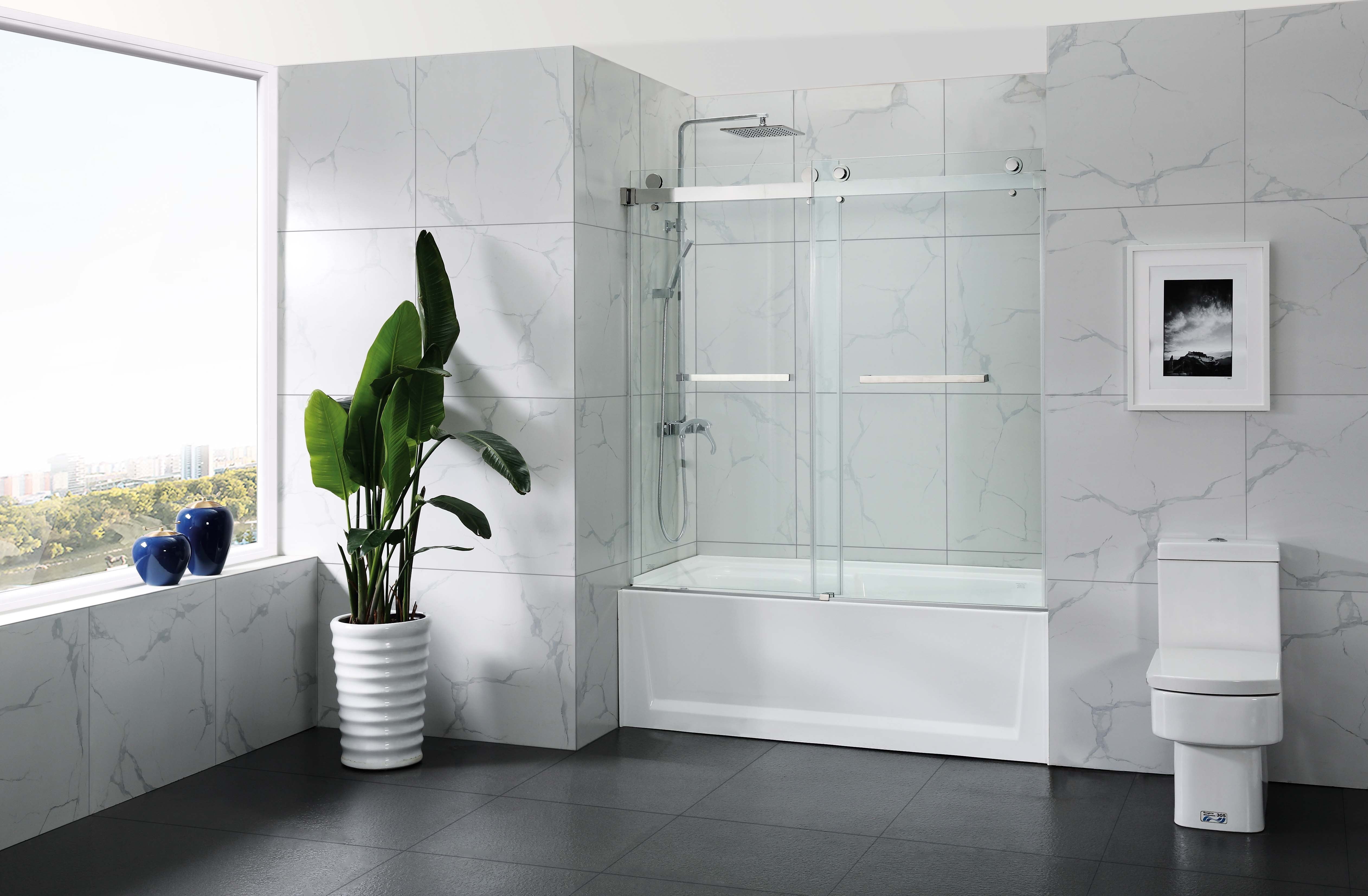 HT1 Frameless Double Sliding Shower Door