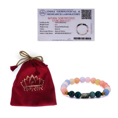 Gemini Zodiac Bracelet – Pink & Blue Beads Mithun Rashi Astrology Bracelet for Communication, Balance & Duality | Unisex Spiritual Jewelry | 21.8 cm Chain Length | Gift for Zodiac Lovers