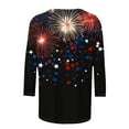 thumbnail image 5 of American Flag Shirts Womens Red White and Blue Shirts for Women Patriotic T Shirts Women Patriotic Tops for Women Fourth of July Tees Casual Crewneck 3/4 Sleeve Loose T Shirt Ladies Blouses Shirts, 5 of 5