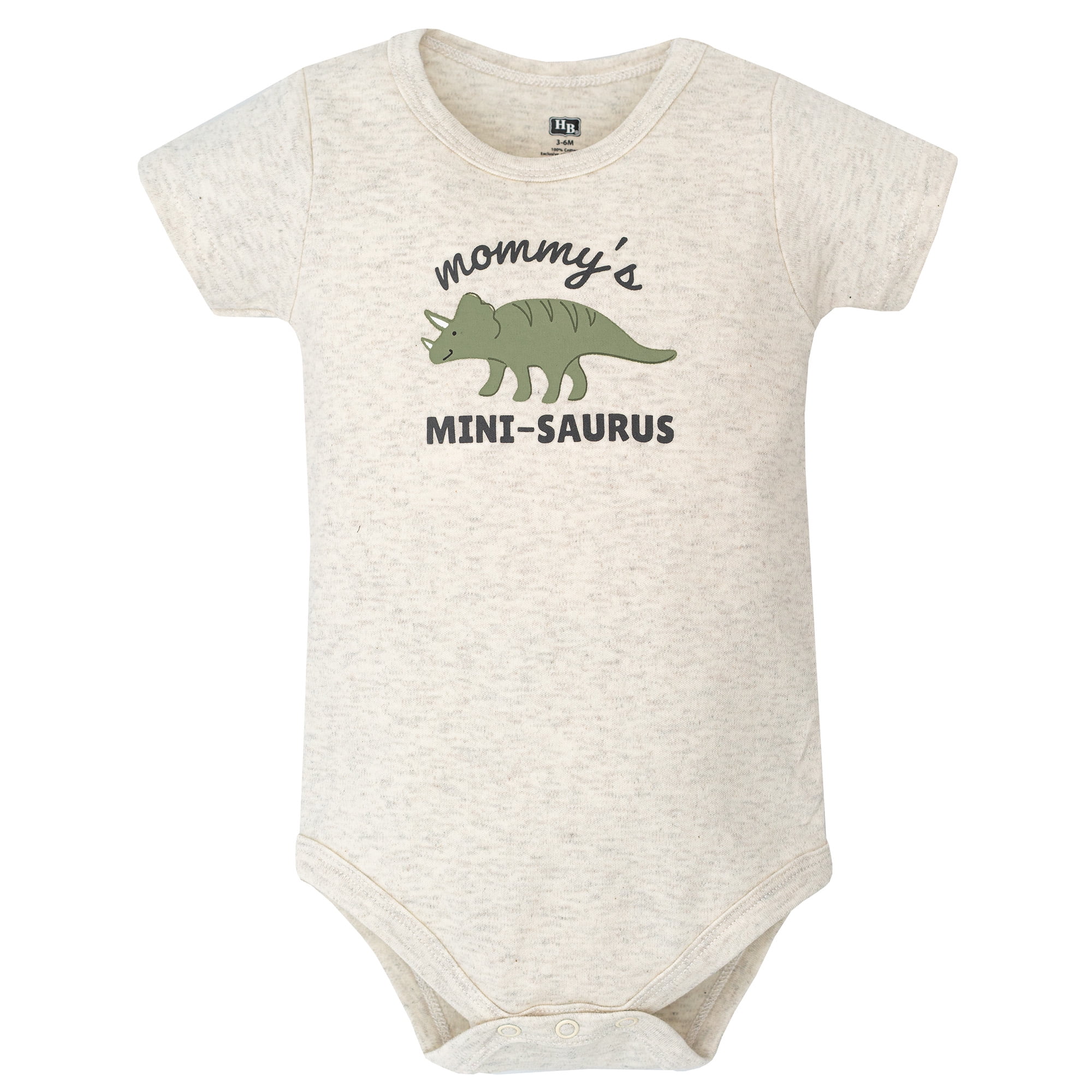 Hudson Baby Boy Cotton Bodysuit, Shorts and Shoe Set, Sage Dino, 6-9 Months
