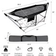 thumbnail image 2 of LINJH Portable Folding Hammock, Lounge Camping Bed with Hammock Stand, Indoor & Outdoor Hammocks w/Side Pocket, Anti-tip Buckles & Iron Stand for Camping Outdoor Patio Yard Beach (Black), 2 of 8