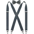 thumbnail image 1 of GFDYREE 2.5CM Men's Solid Formal Banded Bow tie & Suspenders Sets 4-Clip, 1 of 4