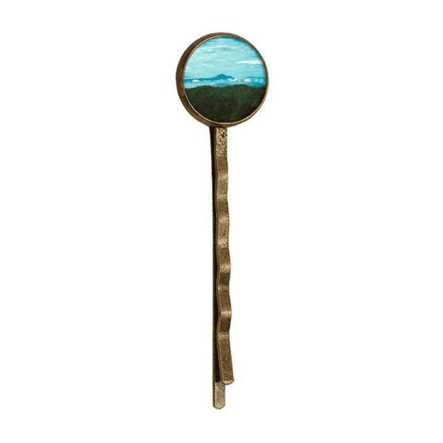 Cielo azul verde ciencias forestales paisajes naturaleza EsES Broche de metal retro