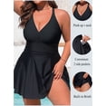 thumbnail image 2 of Asoul Plus Size One Piece Swimsuit for Womens Tummy Control Swimdress Swimwear Criss Straps Bathing Suits with Pockets, 2 of 11