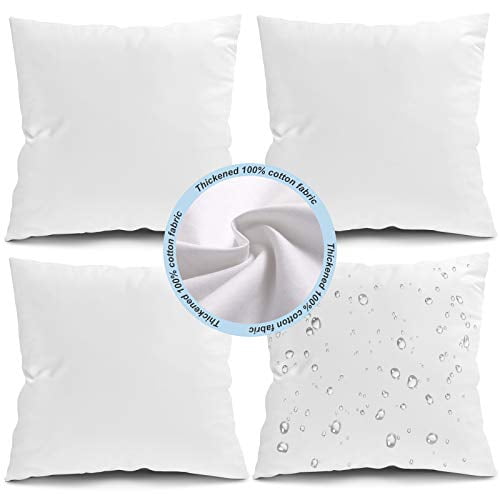 Fixwal 18x18 Inches Outdoor Pillow Inserts Waterproof Decorative Throw Pillows Insert For Patio Furniture Bed Living Room Garden White Pack Of 4 Com Fixwal 18x18 Inches Outdoor Pillow, Cushion Inserts For Outdoor Furniture