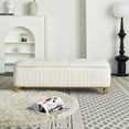 thumbnail image 2 of Tufted Beige Storage Bench with Smooth Velvet and Solid Wood - Offers Storage and Comfort in Bedroom, 2 of 7