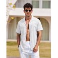 thumbnail image 2 of COOFANDY Men Linen Aloha Shirts Button Up Lightweight Beach Wear Wedding T Shirts, 2 of 6