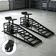 thumbnail image 6 of Hydraulic Car Ramps with wheel, 2 Pack Car Ramp High Lift, 11000LBS Automotive Truck Cars Service Ramps, Low Profile Oil Change Ramps with Support Jack for Car Truck Trailer Garage Repair (Black), 6 of 7