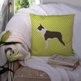 thumbnail image 3 of Carolines Treasures BB3844PW1414 Boston Terrier Checkerboard Green Fabric Decorative Pillow, 3 of 4