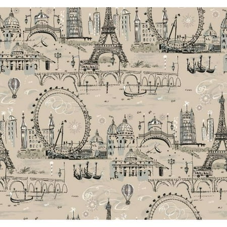 York Wallcoverings BL0438 Beige Book Novelty Euro Scenic Wallpaper