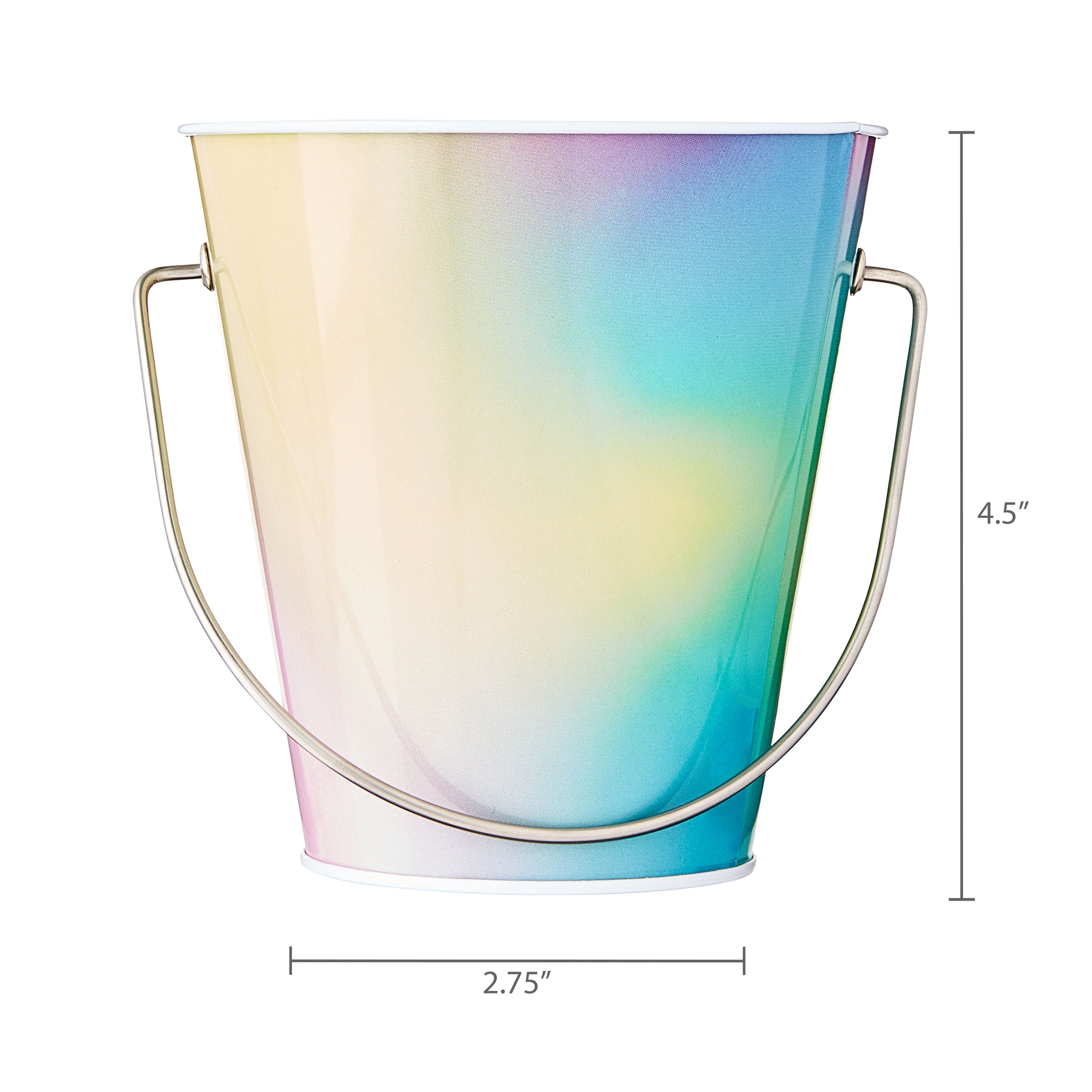 Rainbow Tin Pail with Handle, 4.5", by Way To Celebrate