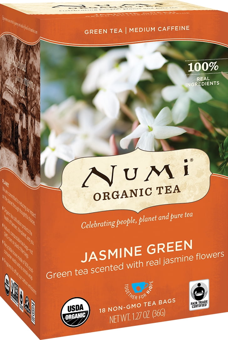 Numi Organic Tea, Jasmine Green, Tea Bags, 18 Ct