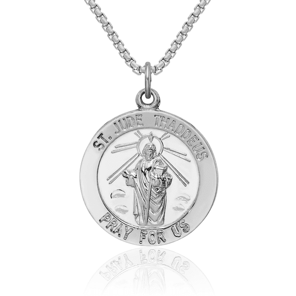 925 Sterling Silver San Judas Tadeo St Jude Patron Saint Thaddeus Medal Necklace Chain Pendant Charm