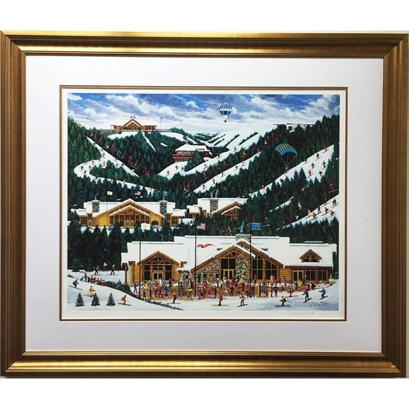 Jane Wooster Scott "Mountain Majesty" CUSTOM FRAMED Lithograph Hand Signed Skiing Art Generic