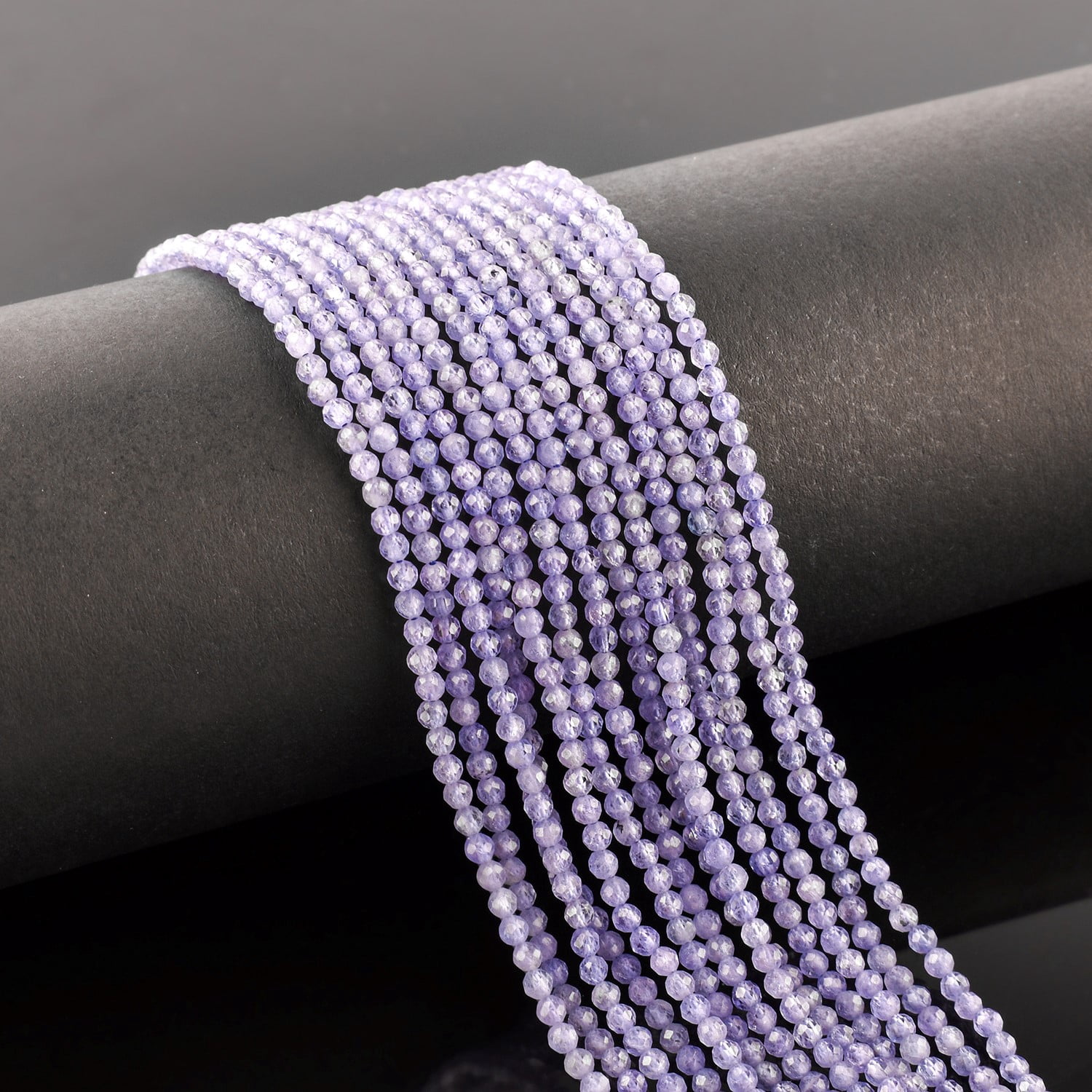 QNAVIC Genuine Blue Tanzanite Gemstone Micro Faceted Rounds Beads Strand Drilled Stone Chakra Healing Crystals DIY Jewelry Making Wholesale Bulk Loose Supply Strand 30 Centimeter (1 Strand)