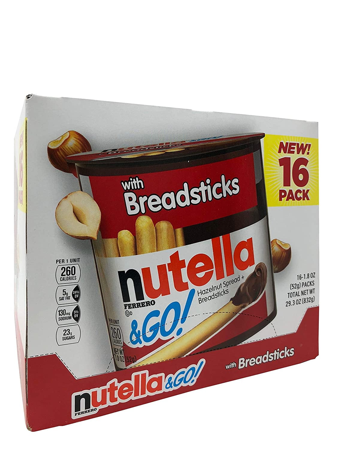 Nutella & Go Hazelnut Spread with Breadsticks 28.80 oz 16 Pack 1.8