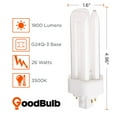 thumbnail image 2 of 26 Watt CFL Light Bulbs | 4 Pin GX24Q-3 Base 3500K Neutral White | 26W High Output 1800 Lumens | Triple Tube Compact Fluorescent Light Bulbs Plug-in | 10 Pack by GoodBulb, 2 of 3