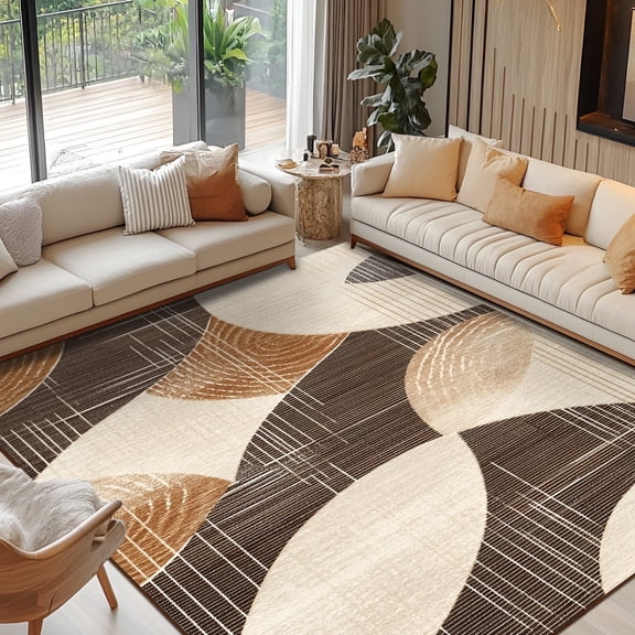 Pentantan 5'x7' Area Rugs, Machine Washable Rug for Living Room- Modern Soft Indoor Carpet, Low Pile for Bedroom, Dining Room, Playroom, Office, Brown