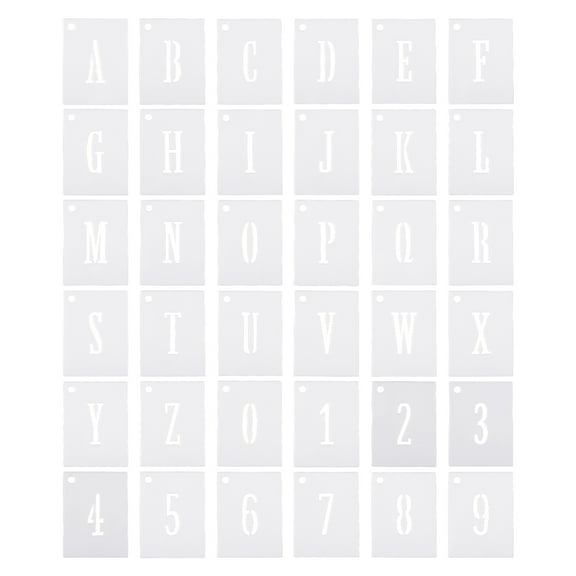 Uxcell 1 Inch Letter Number Stencils 1.4" Width Reusable Alphabet Numbers Templates Set with Ring, White 36 Pack