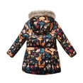 thumbnail image 5 of LYMAYTER Girls Kids Hooded Jacket Toddler Mid-Length Cotton Outerwear Baby Printed Long Sleeve Coat for 3-12 Years, 5 of 8