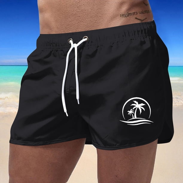 WILLBEST Pantalones Cortos de Verano para Hombre, Deportivos, de Moda, para Playa, Ocio, Viajes, Poliéster, Estampado de Cocoteros.