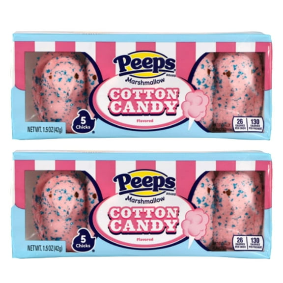 PSLLC Peeps Easter Marshmallow Blue-Speckled Pink Chick– Cotton Candy Flavored, 5 Chicks each Pack– for Easter Baskets and Decorations (10 ct.- 2 Packs)