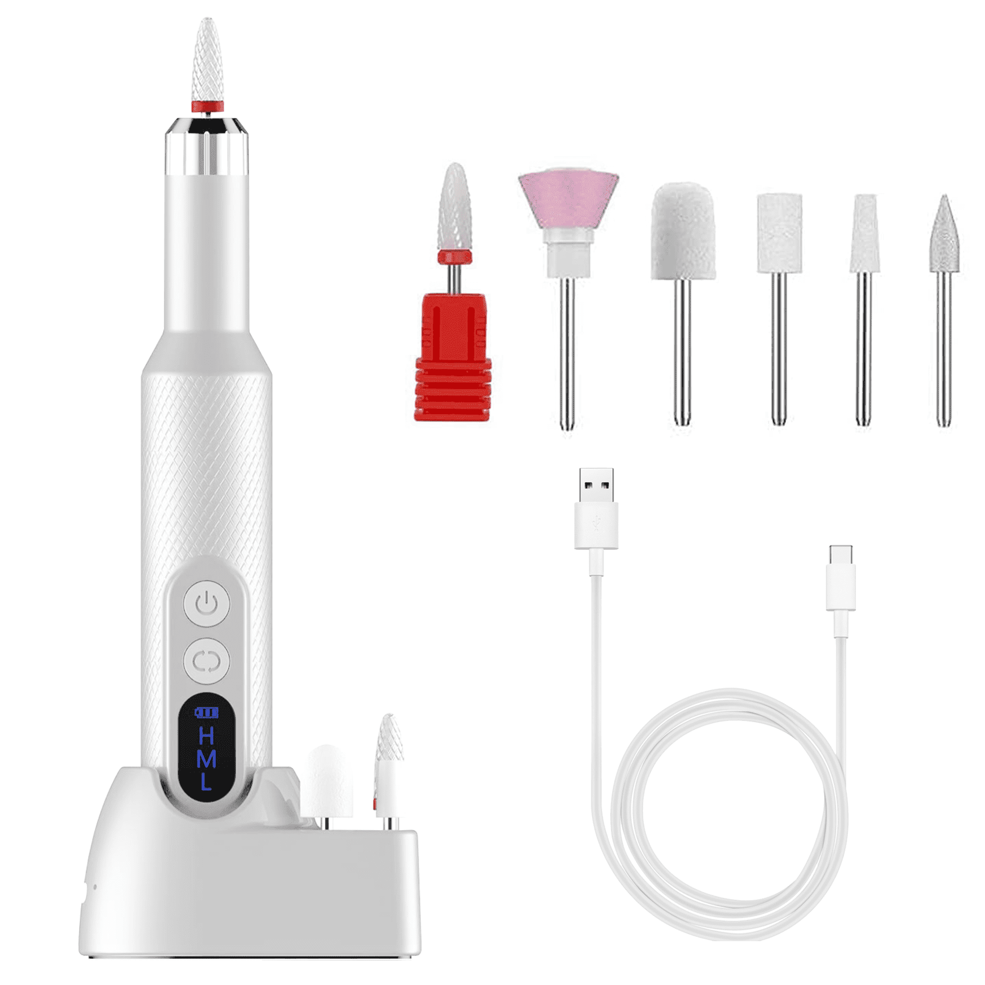 Pinkiou Electric Nail Drill Kit 20000 RPM with 6 Bits Acrylic Gel Remover Polishing Set Walmart