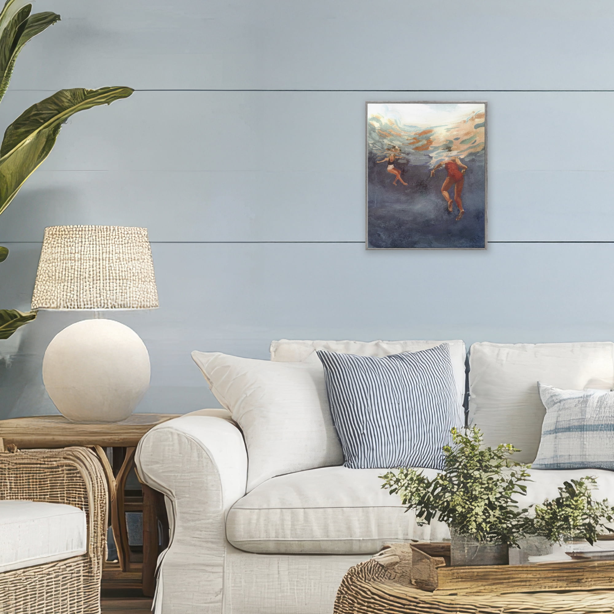 Stupell Industries Summer's Dance Swimmers Gray Framed Giclee Art, design by Victoria Barnes