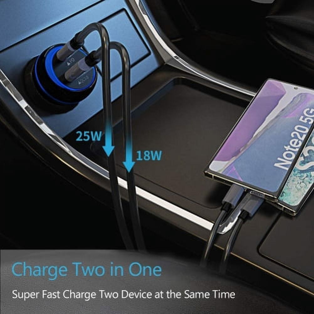 43W Quick Car Charger for Nokia C110/C210/C100 - 2-Port USB Cable Type-C PD Power Adapter DC Socket