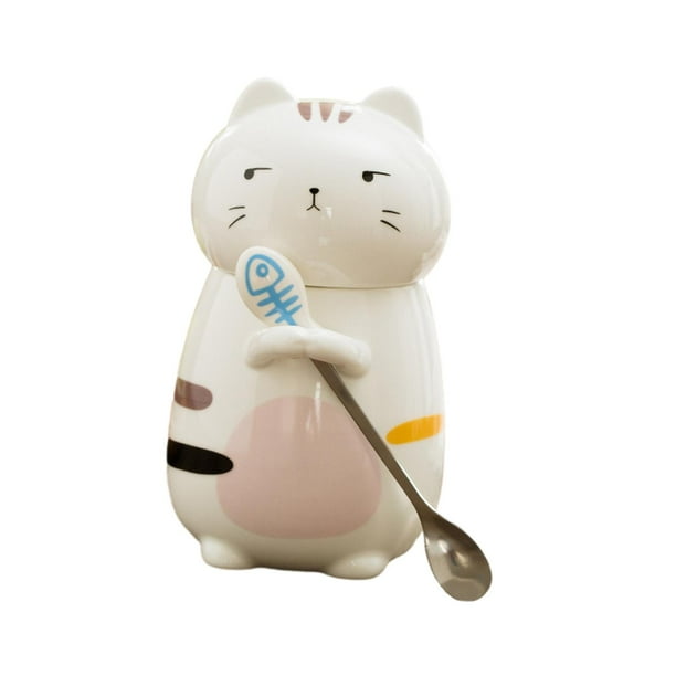 Taza de gato, taza de café de cerámica bonita, regalo novedoso para niñas y mujeres, Taza de cerámica con animales, taza de leche para té de la mañana despreciar