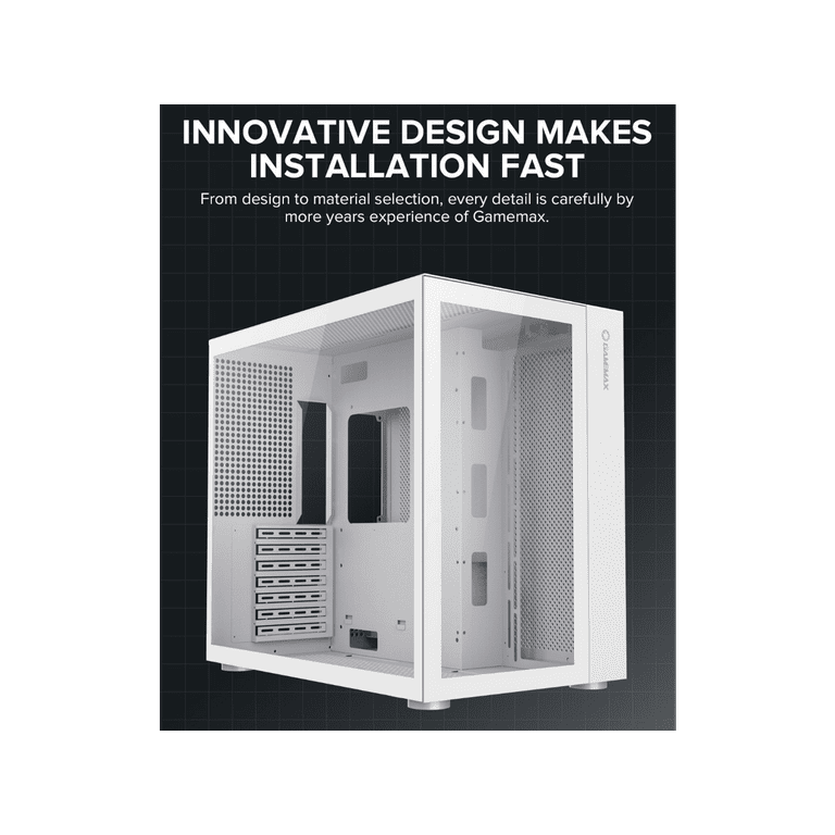 GameMax Infinity White ATX Mid Tower Gaming PC Case, USB3.0/Type-C