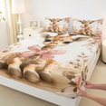 thumbnail image 3 of Feelyou Cartoon Giraffe Full Size Sheets, Bow-tie Animal Bed Sheets, Rose Floral Flower Sheet Sets, Microfiber Bedroom Decorative, 4pcs, 3 of 7