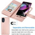 thumbnail image 4 of EBIZCITY for Motorola Moto G 5G 2022 Case, Wallet Detachable Magnetic Cover 9 Card Slots Holder with Wrist Strap Kickstand (Rose Gold), 4 of 6