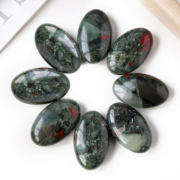 Natural Bloodstone Palm Stones Flat Round Healing Stone Massage Tools 50~60mm