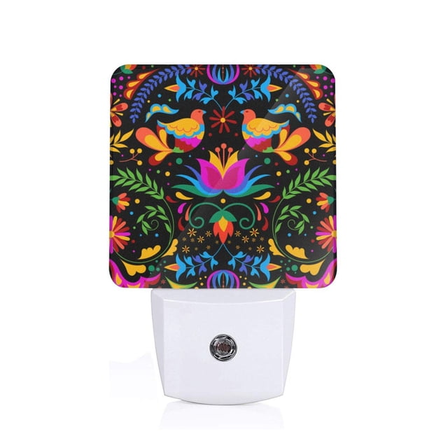 Balery Mexican Flower Traditional1 Luz Nocturna LED con Sensor Automático, Enchufe con Sensor Crepuscular, Luz Suave de 0.5W para Dormitorio, Pasillo, Baño-US