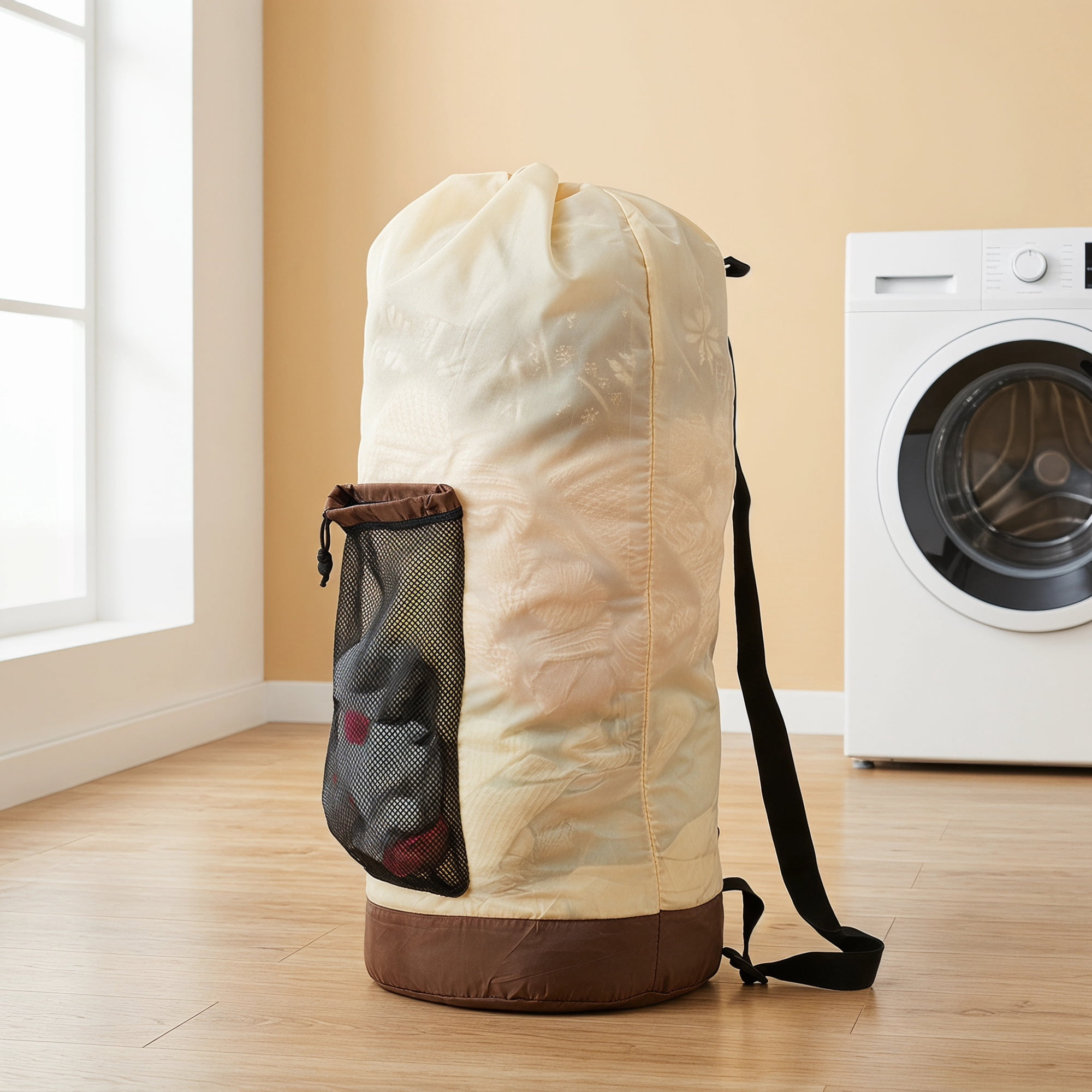 Unique Bargains 1Pcs Large Dirty Clothes Laundry Backpack Black 13" x 29.1"