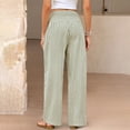 thumbnail image 6 of Wide Leg Pants for Women BWASD Casual Loose Plaid Pattern Flowy Palazzo Pants Baggy High Waist Elastic Trousers Light Green S-XXL Summer Beach Vacation Travel 2026, 6 of 6