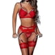 thumbnail image 1 of Conjunto Linrie para mujer Conjunto de sujetador y braguitas de 4 piezas con liguero Conjunto Spy Linrie con puños en el musloXXL, 1 of 5