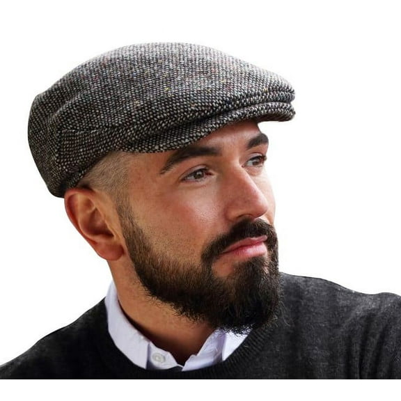 Hanna Hats of Donegal Vintage Flat Cap 100% Wool Tweed Men's Irish Hat Handcrafted in Ireland