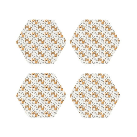 

Tideii Corgi with Hearts for Leather Coasters 4 Pieces Anti-fouling and Anti-scalding Decorative Coasters Suitable for Restaurants Kitchens Coffee Shops-Hexagon
