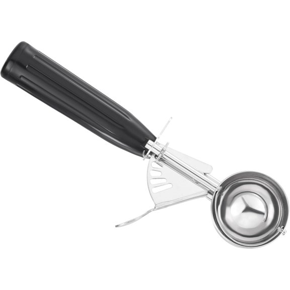 **1 ounce ice cream scoop with trigger, stainless steel portion cookie scoop with thumb trigger for cookie dough cupcake batter baking, black