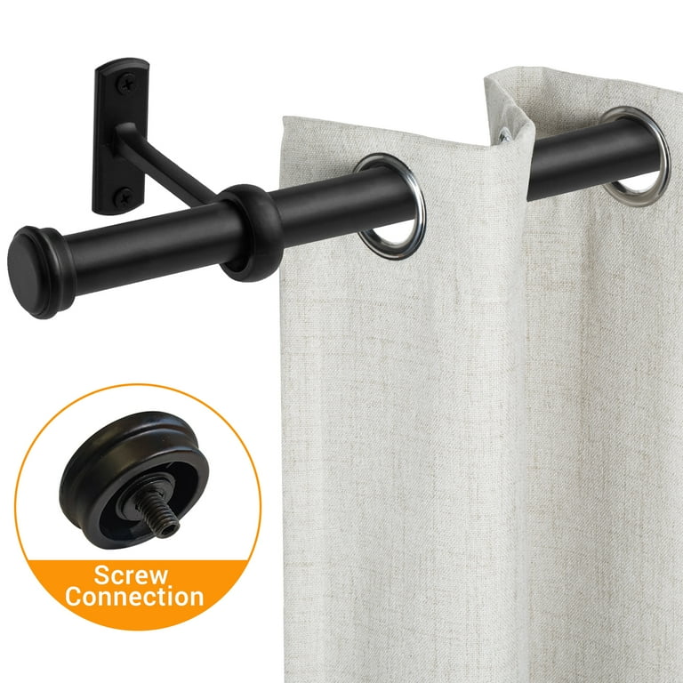 72 to 144 Curtain Rods for Windows 1 inch Industrial Curtain Rod Adjustable Wrap Around Black Curtain Rods Wall Mount Ceiling Mount Black