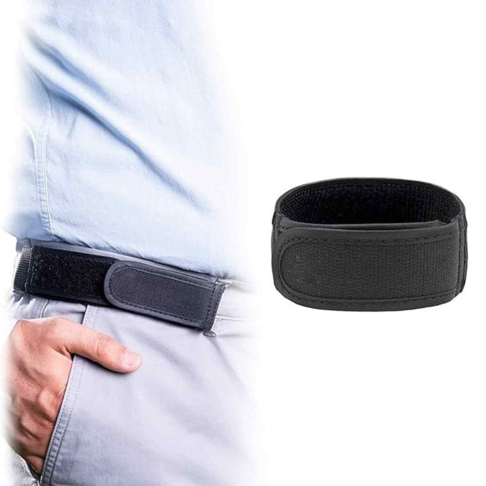 2PCS Black No Buckle Belts For Men, Stretch Belts for Men, Casual Belts Elastic Belts Single-sided Buckleless Nylon Belt with Velcro Size Large for Men for Quick Outfit