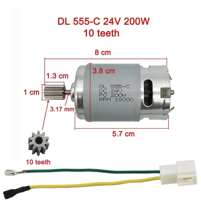 EchoBliss Motores Para Niños Coche Eléctrico 550 Rs390 Rs380 12V 6V Dl555 24V 10 Dientes Cm