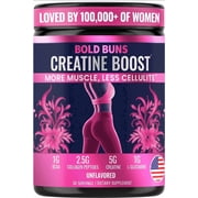Bold Buns Creatine for Women – Supplement with Collagen & BCAA – Supports Muscle Development, Post-Workout Recovery, Skin Elasticity, Healthy Hair & Nail (30 Servings - Unfavored)