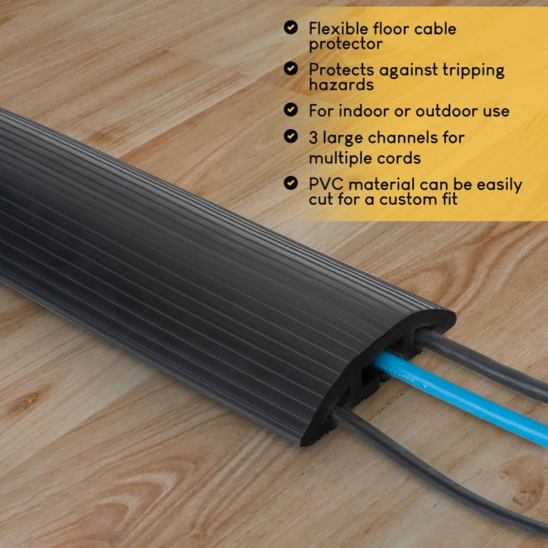 4FT Cord Cover Floor, Brown Cord Hider Floor, Extension Cable Cover Power  Cord Protector Floor, Cable Management Hide Cords on Floor- Soft PVC Wire