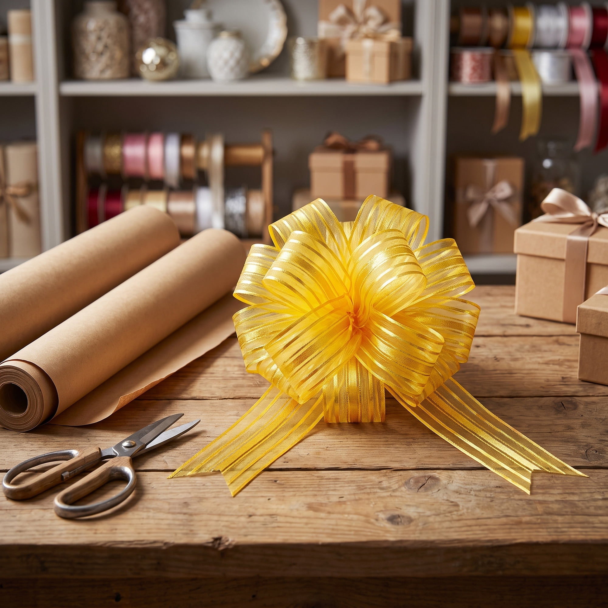 Unique Bargains Crush-Resistant Ribbon Bow for Birthday and Special Occasions Yellow