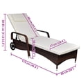 thumbnail image 2 of vidaXL Sun Lounger with Cushion & Wheels Poly Rattan Brown, 2 of 3